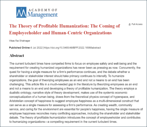 The Theory of Profitable Humanization: The Coming of Employeeholder and Human-Centric Organizations